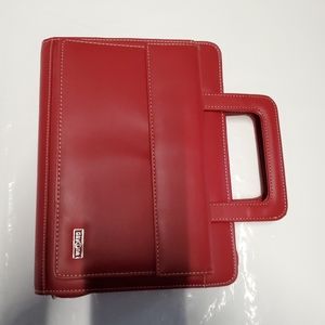 Franklin Covey Day One Zip Around Handle Faux Leather Planner Red